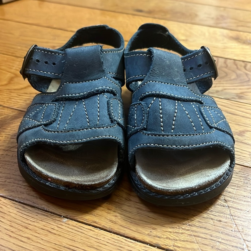 LL Bean | leather toddler sandals size 7 made in Spain blue gray color